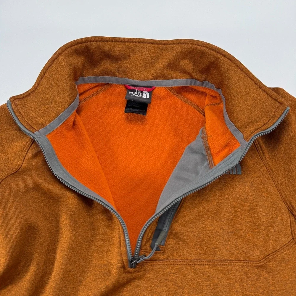 NORTH FACE 1/4 Zip Pullover‎ Smooth Face Fleece Sweatshirt Mens Small Orange